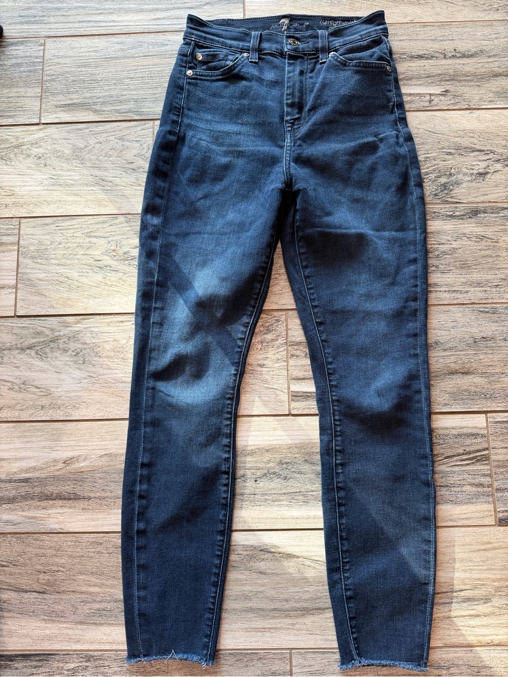 7 For All Mankind Dark Indigo High-Rise Skinny Ankle Jeans